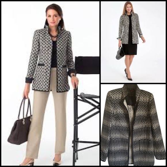 $795 NINA MCLEMORE JACQUARD DIAMOND WOOL BLEND OFFICE SIREN DESIGNER CAR COAT6 - Picture 1 of 15